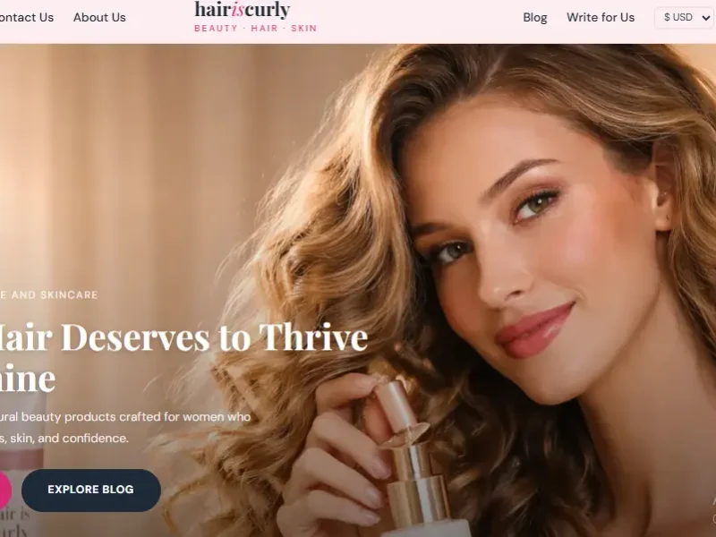 HairIsCurly.com hair and beauty e-commerce website homepage