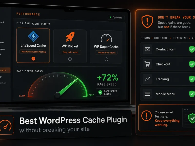 best WordPress cache plugin comparison for safe speed gains without breaking forms or checkout