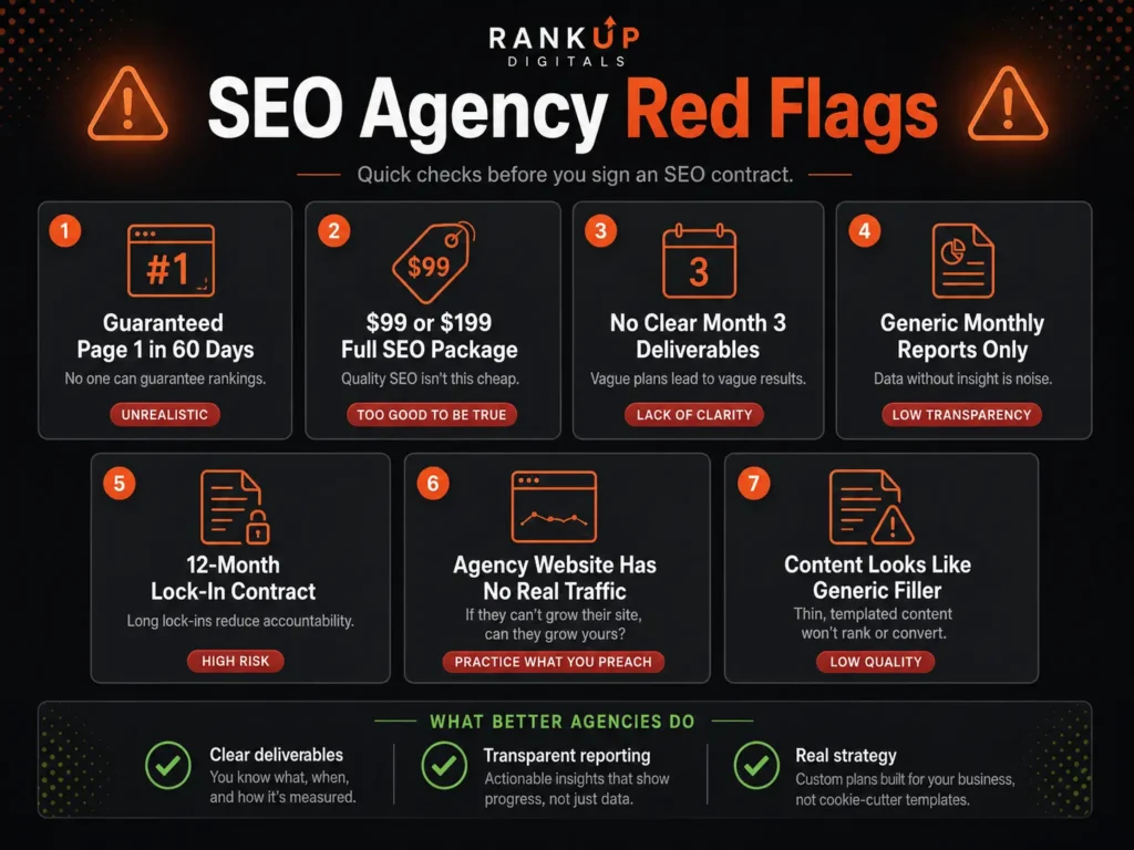 checklist of SEO agency red flags small businesses should avoid
