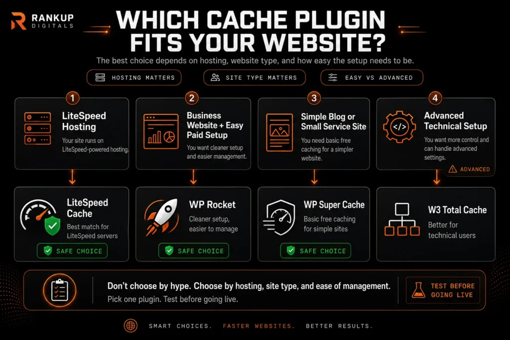 WordPress cache plugin comparison by hosting and website type