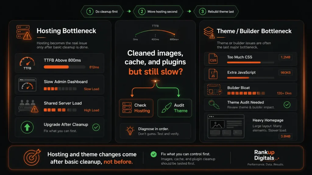 WordPress hosting and heavy theme bottlenecks slowing down website performance