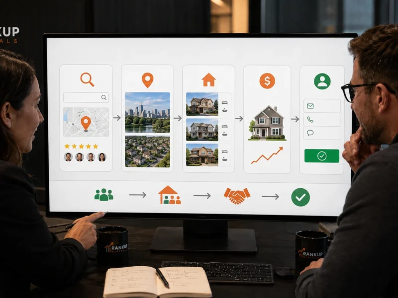 SEO strategy showing buyers sellers local search and property leads