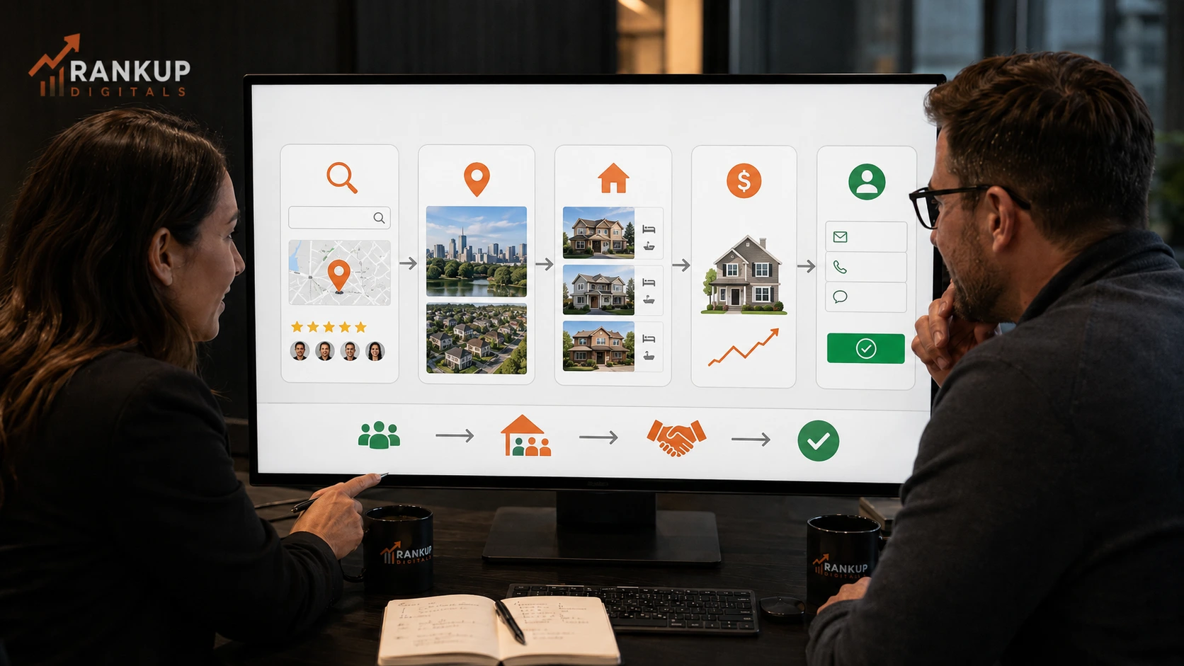SEO strategy showing buyers sellers local search and property leads